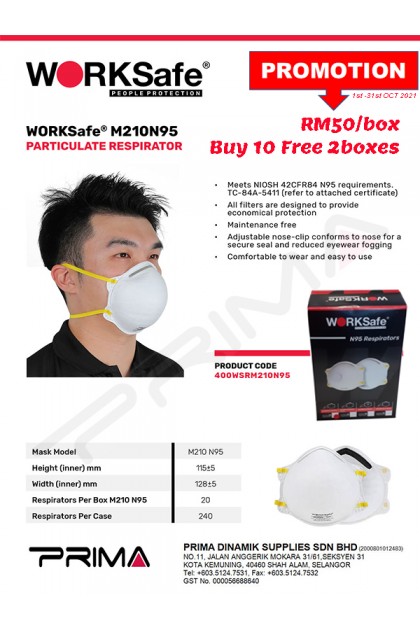 WORKSafe M210N95 PARTICULATE RESPIRATOR (Size:M)